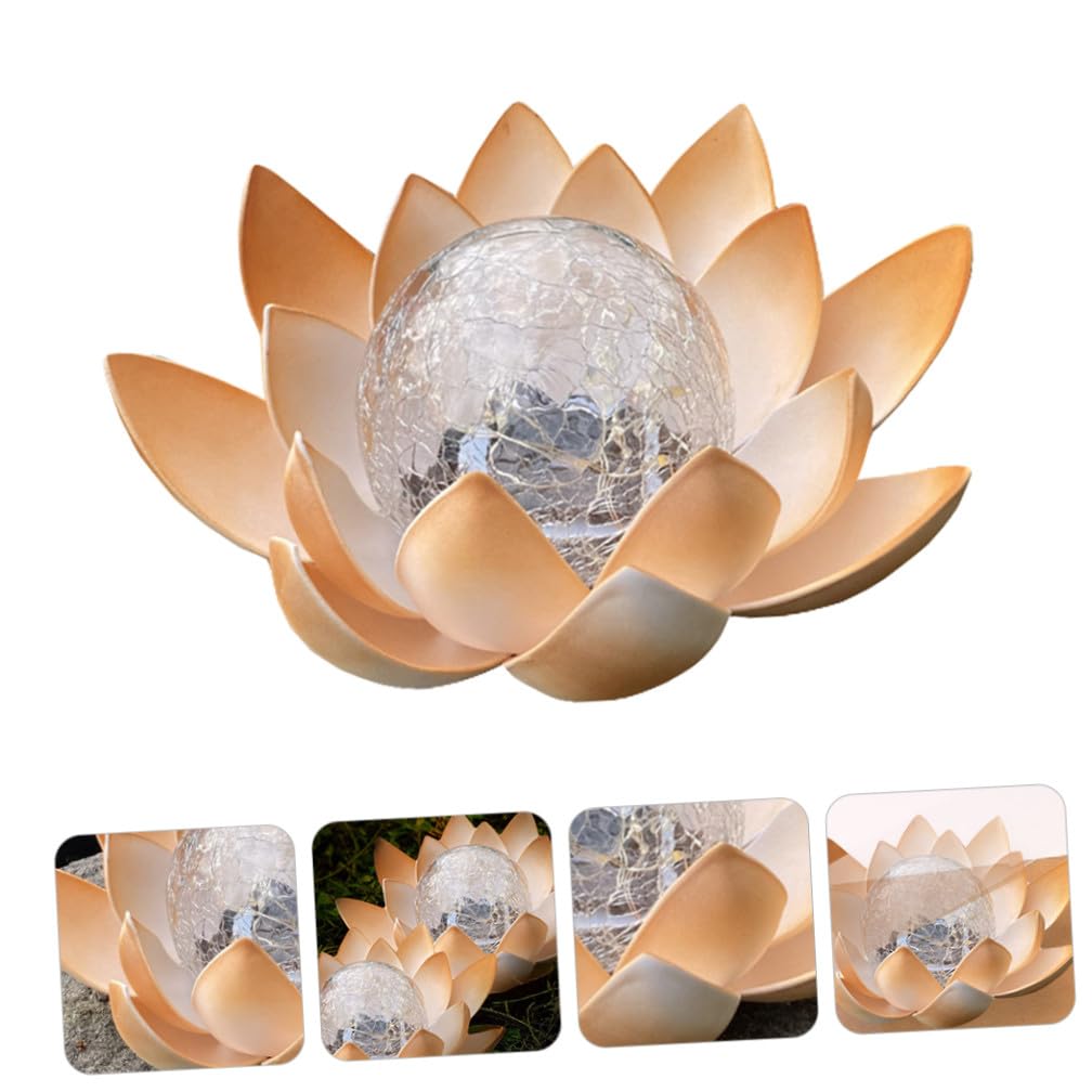 Tofficu Lámpara Solar de Loto para Jardín Luz LED Decorativa, Material Eva Abs Vidrio, Batería de 600 Mah, Adecuado para Caminos y Exteriores