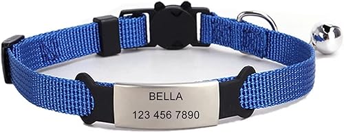 Miniatura 1 de Pimaodog Collares de gato personalizados, nombre personalizado y número de teléfono, collares de seguridad para gatitos con campana para gatos niños