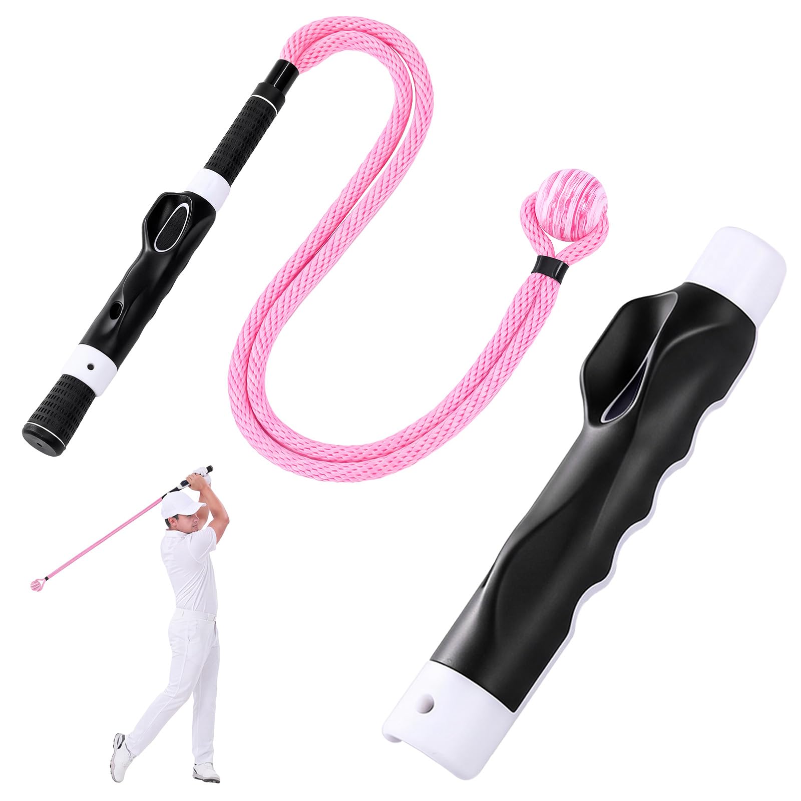 Golf Grip Trainer Golf Swing Trainer Rope Aid, Pink