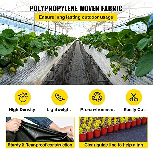 VEVOR 6FTx300FT Premium Weed Barrier Fabric Heavy Duty 2.4OZ, Woven Weed Control Fabric, High Permeability Good for Flower Bed, Geotextile Fabric for Underlayment, Polyethylene Ground Cover — view 2