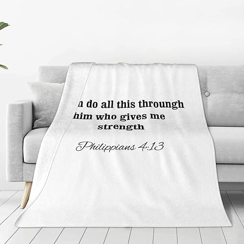 Manta con versículo bíblico para aire acondicionado, manta suave de Jesús, manta cristiana de franela (60 x 50 pulgadas)