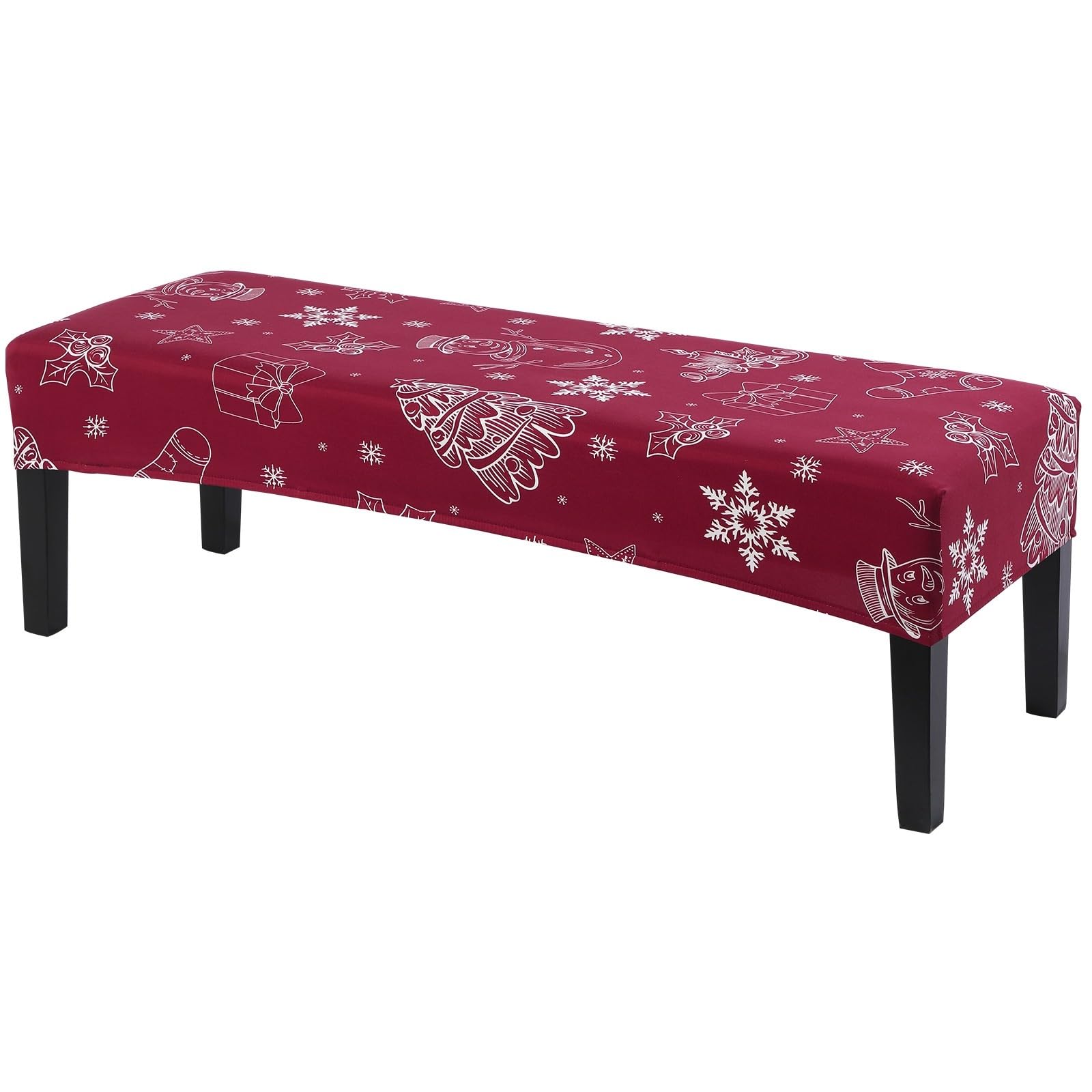 SearchI Christmas Dining Bench Cover, Stretch Washable Long Bench Seat Covers, Rectangle Dining Table Bench Slipover for Dining Room, Living Room, Kitchen(Snowflake)