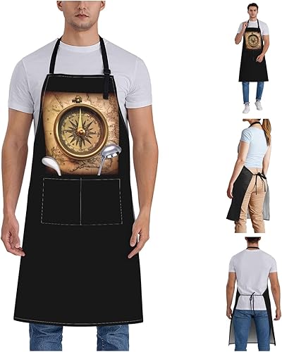 Miniatura 7 de Law of the Compass Navigation Aprons for Women with 2 Pockets, Kitchen Cooking Apron for Men, Water and Oil Resistant, Adjustable Bib Apron Extra