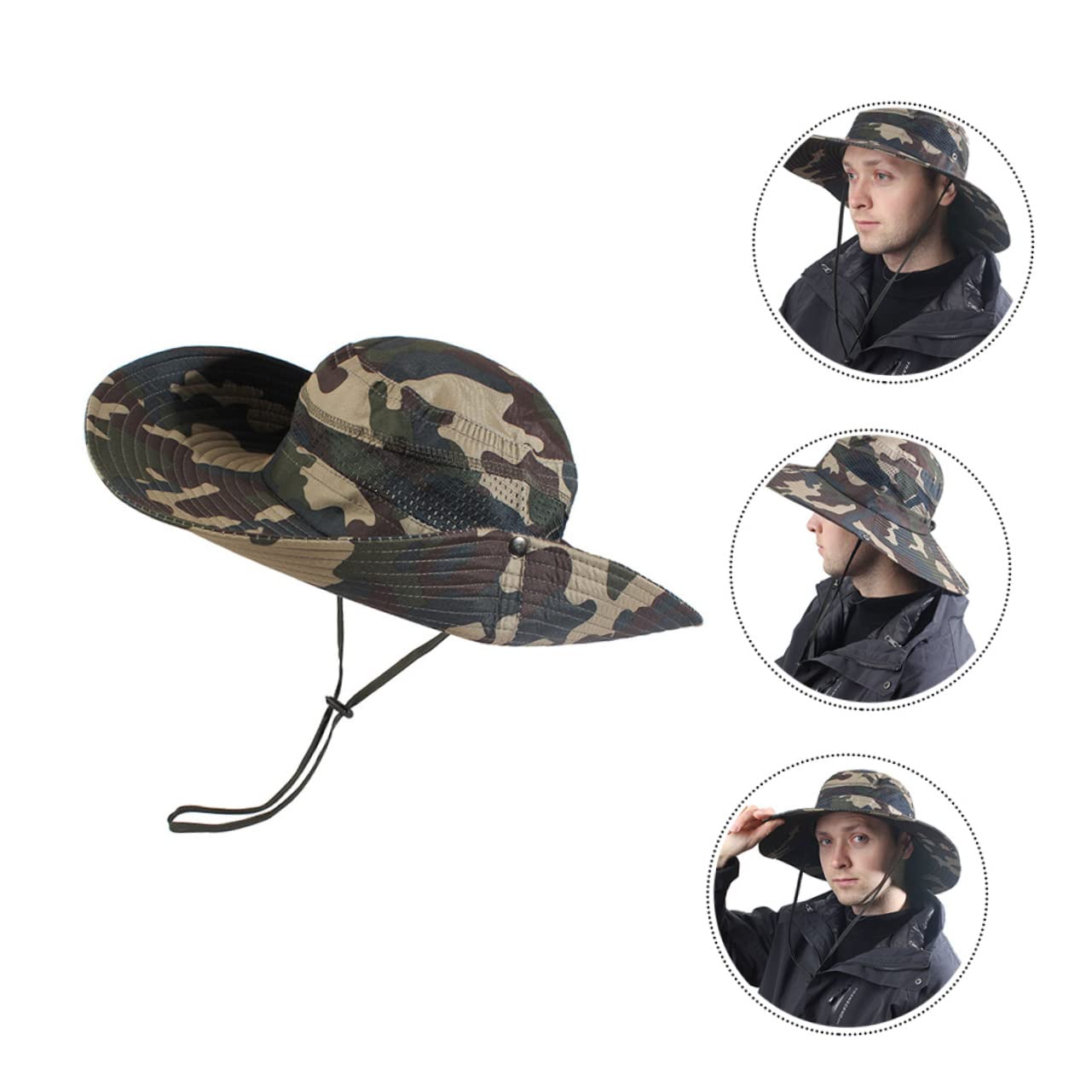 Toyvian 3piezas Sombrero De Camping Ajustable Unisex Protección Solar UV Gorro Transpirable para Senderismo Pesca y Caza Rápido Secado