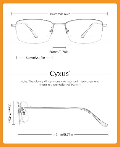 Miniatura 5 de Cyxus Gafas de bloqueo de luz azul de titanio para hombres y mujeres, anteojos para computadora, anteojos para pantalla y video, antifatiga ocular