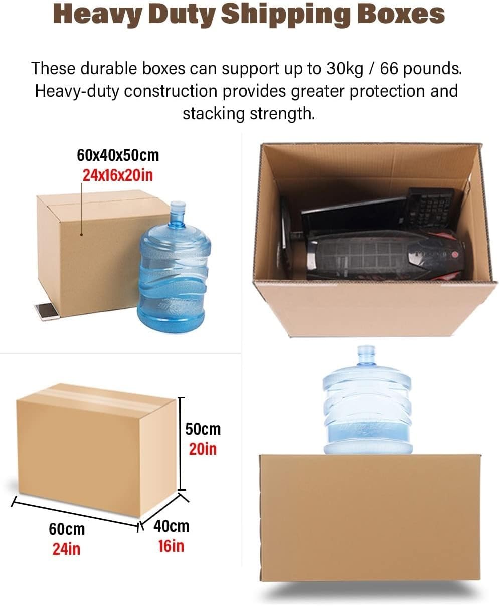 AviiSo Cajas de Cartón con asas, Paquete de 3/5 Embalaje de cajas para mudanzas para envíos/mudanzas (Color : 3Pack, Size : 60x40x50cm/24x16x20in)