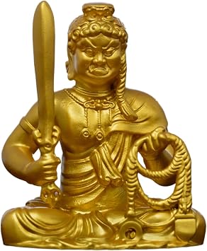 Chufan Manjushri Bodhisattva Sitting on Lion Buddha Statue Figurines Brass Spiritual Sculpture Meditation Handmade Feng Shui Decor 3.1 High