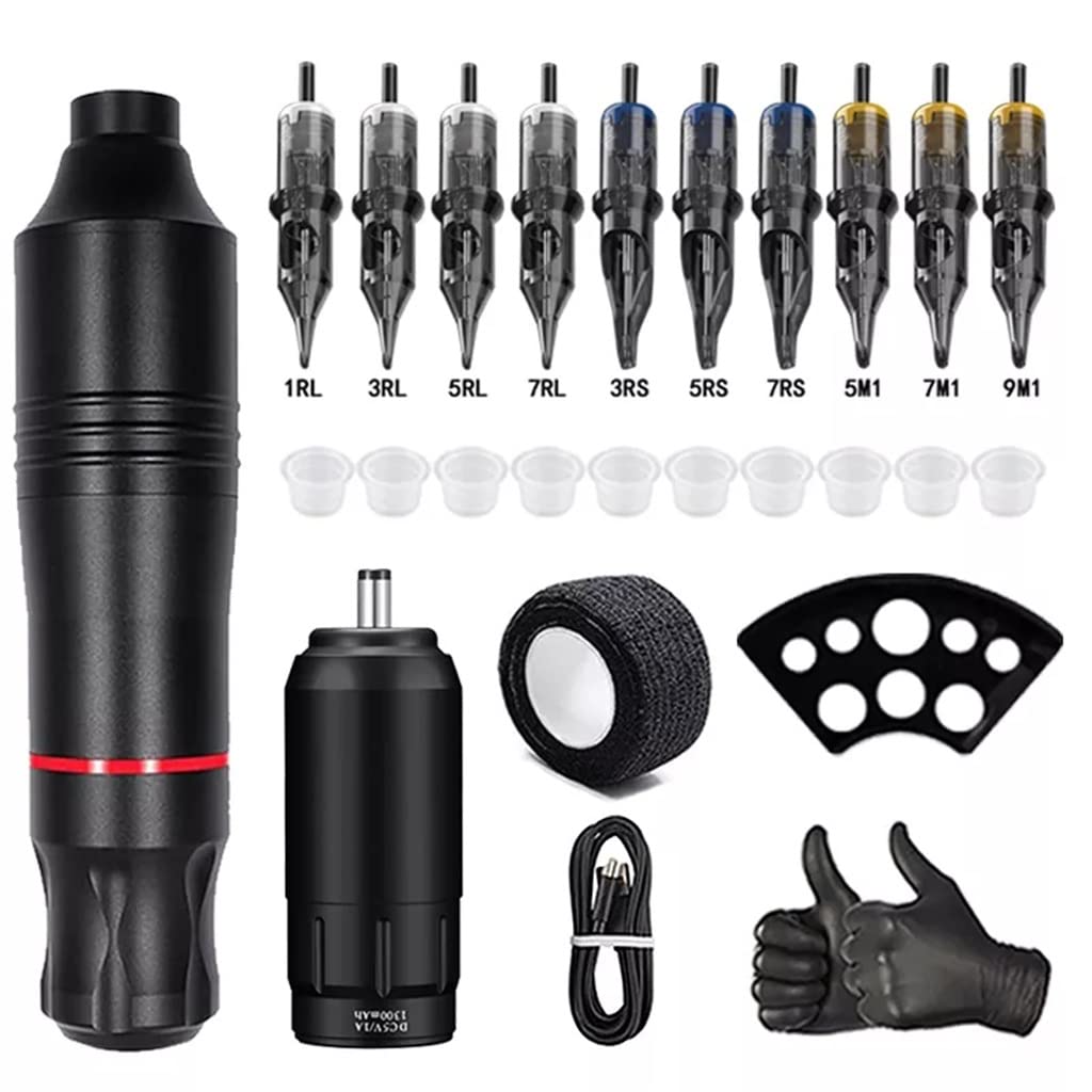 Tattoo Kit Rotary Machine Pen Interface with Cartridge Needles Permanent Makeup Set