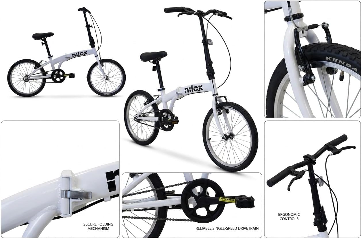 Nilox - Bike X0 - Klapprad - Einfach zu Transportieren - Modernes Design - Mit Mattem Stahlrahmen - Leichtes Fahrrad, 12 kg Gewicht - Mit 20" Alufelgen