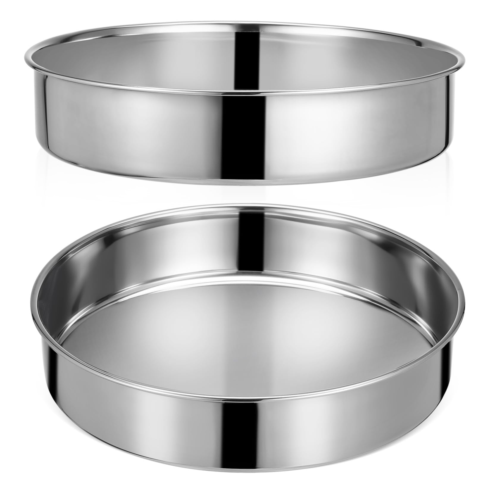 Juego de 2 moldes redondos de acero inoxidable duraderos y de distribución del calor para hornear antiadherentes, ideales para pasteles, postres y pasteles