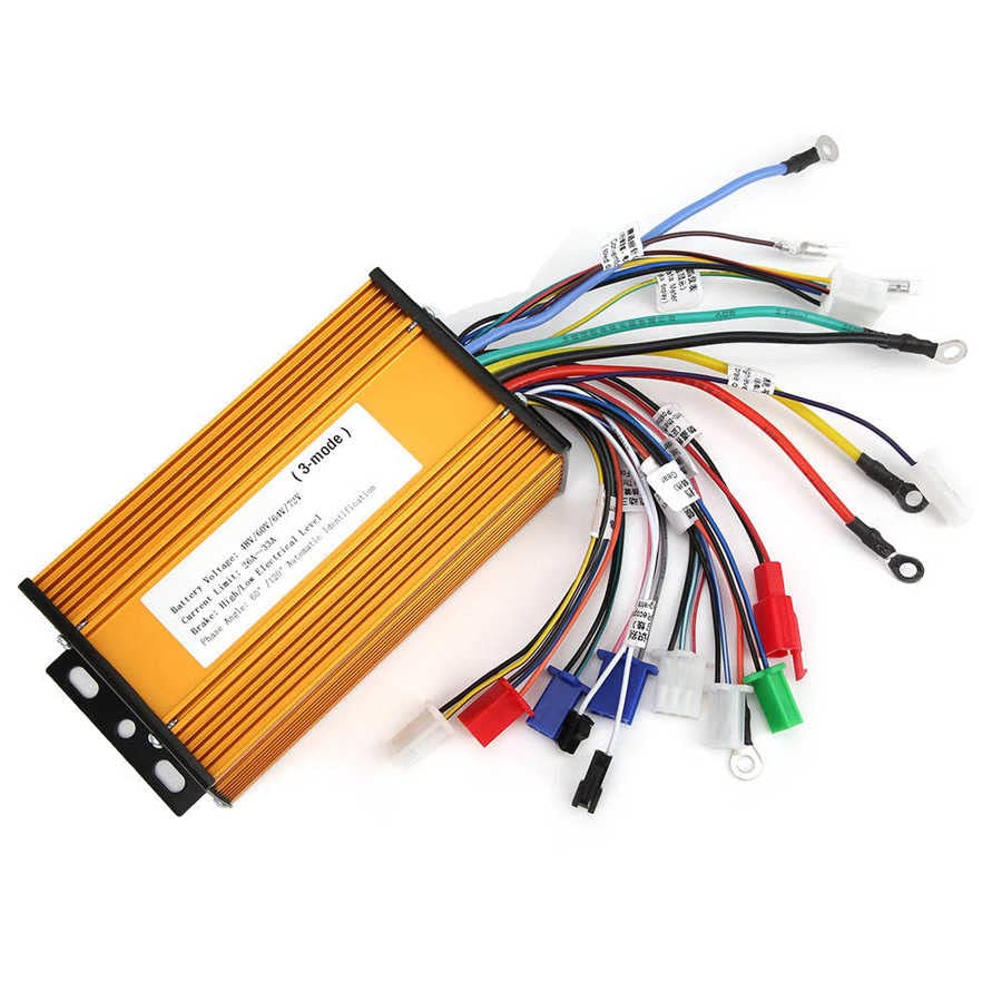 Regulador Patinete Electrico Controlador sin escobillas Scooter de bicicleta eléctrica 4 8V 60V 64V 72V 1000-1500W 26A-33A Controlador de velocidad del motor onda cuadrada Controlador Del Motor