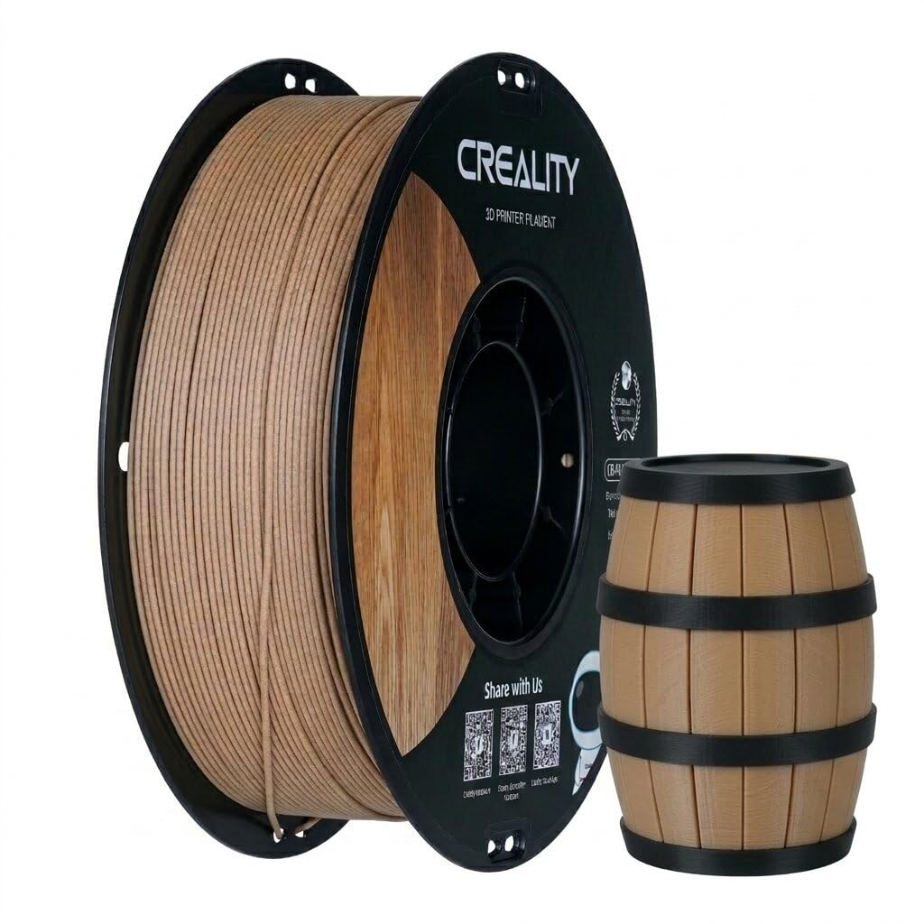 Creality Holzfilament 1,75mm, CR PLA mit natürlicher Holztextur - 1kg Spule, matte Oberfläche - Maßgenau ±0,02mm