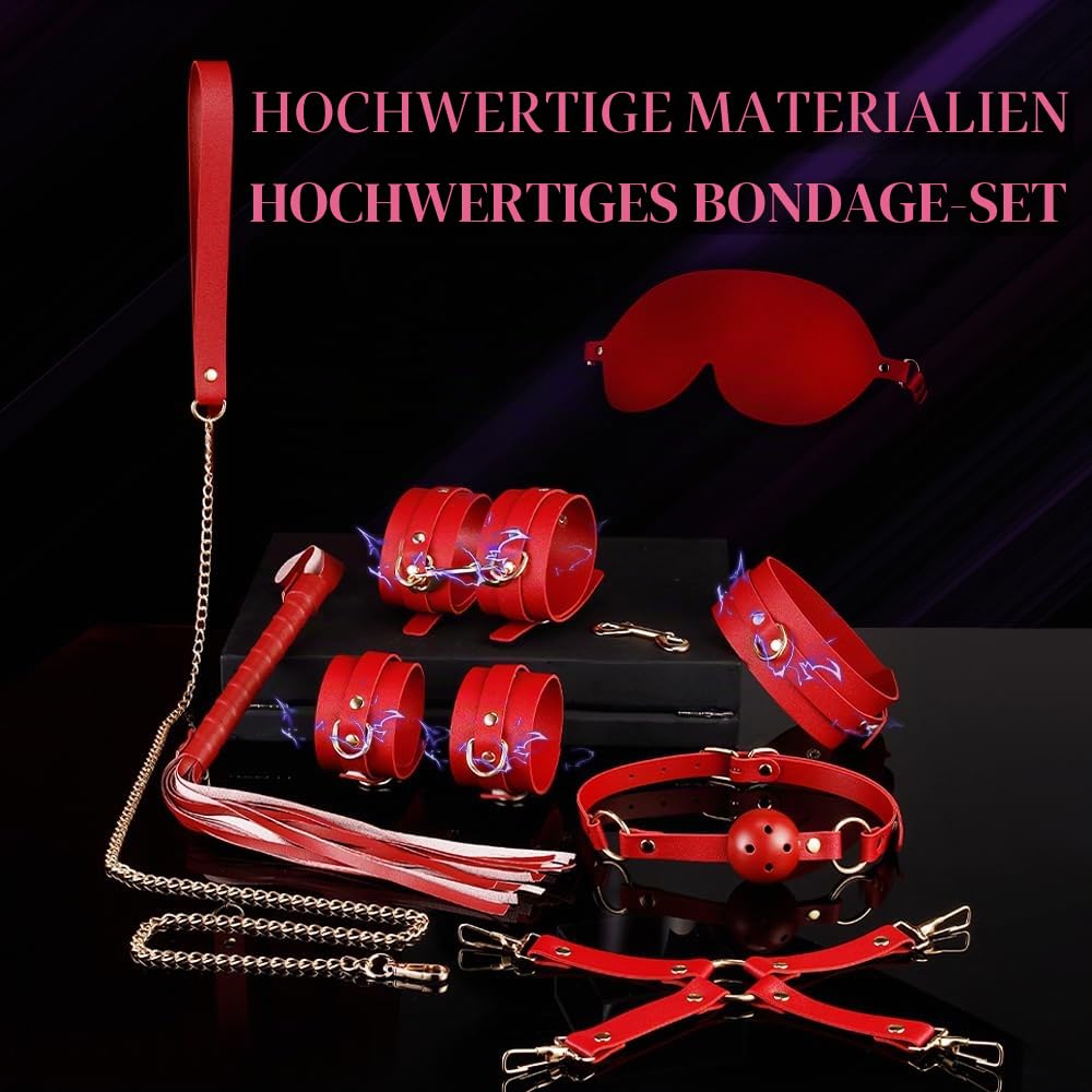 12er Elektro Shock BDSM Bondage Set Sex spielzeug für die Paare Sex Bondageset SM Kit Fesslset SM-Elektrische Stimulation Einstellbar Handschellen Fußfesseln mit Augenbinde Handgelenk (Schwarz)