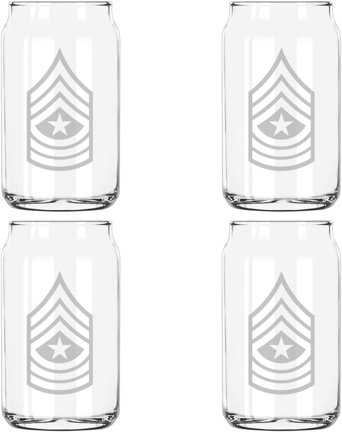 Milk Mug Designs US Army Sergeant Major E-9 Etched 5 Ounce Beer Can Taster Glass Pack of 4 [Four]