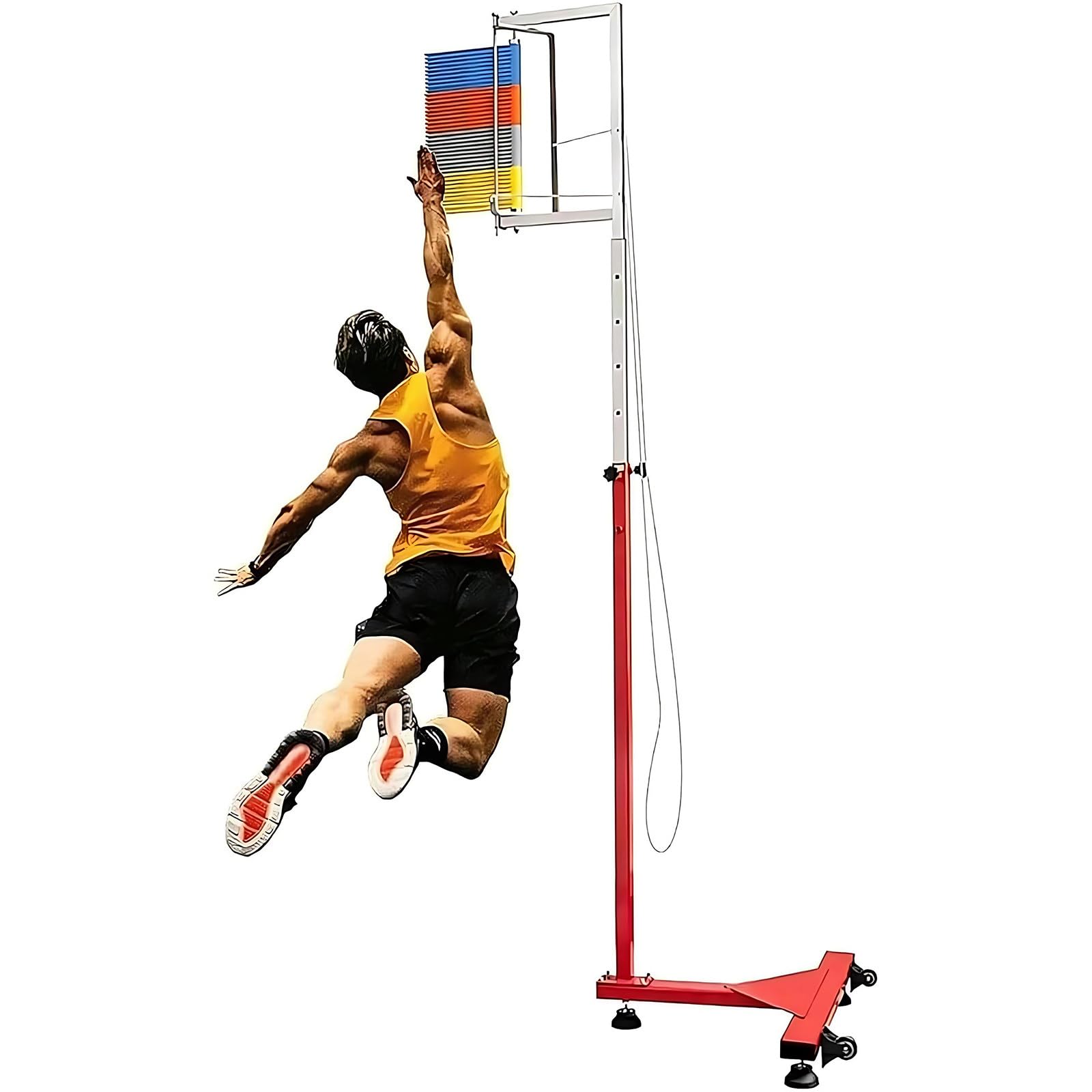 MIAOXIAOLONG Vertical Jump Measuring Equipment – Jump Tester with 4-Color Code Card, 4.59–11.81 ft Adjustable High Jump Vertical Challenger for Team Tryouts, Fitness Testing, and Home Gym 1.7m~3.2m