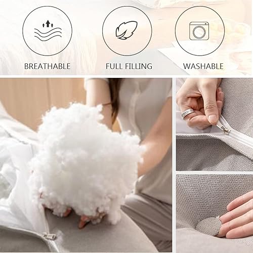 Miniatura 4 de ZZYK Almohada triangular grande para cama de apoyo para leer en la cama, cojín lumbar para cama de día, cabecero de cuña con funda extraíble, gris,