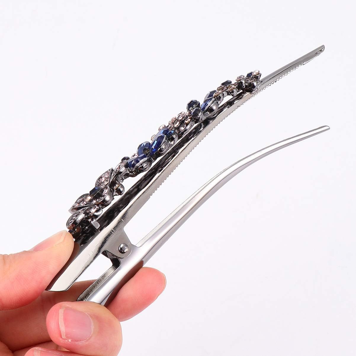 minkissy 1Pc Large Alligator Hair Clips Rhinestone Duckbill Clips Barrettes for Styling Hairdressing (Dark Blue) - Image 5