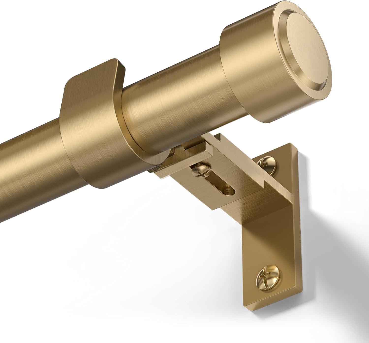 Warm Gold Curtain Rod 36-88 Inches Adjustable, 1" Diameter Heavy Duty Window Rod with Solid Aluminum Finials & New Heavy Duty Brackets for Bedroom Living Room Kitchen