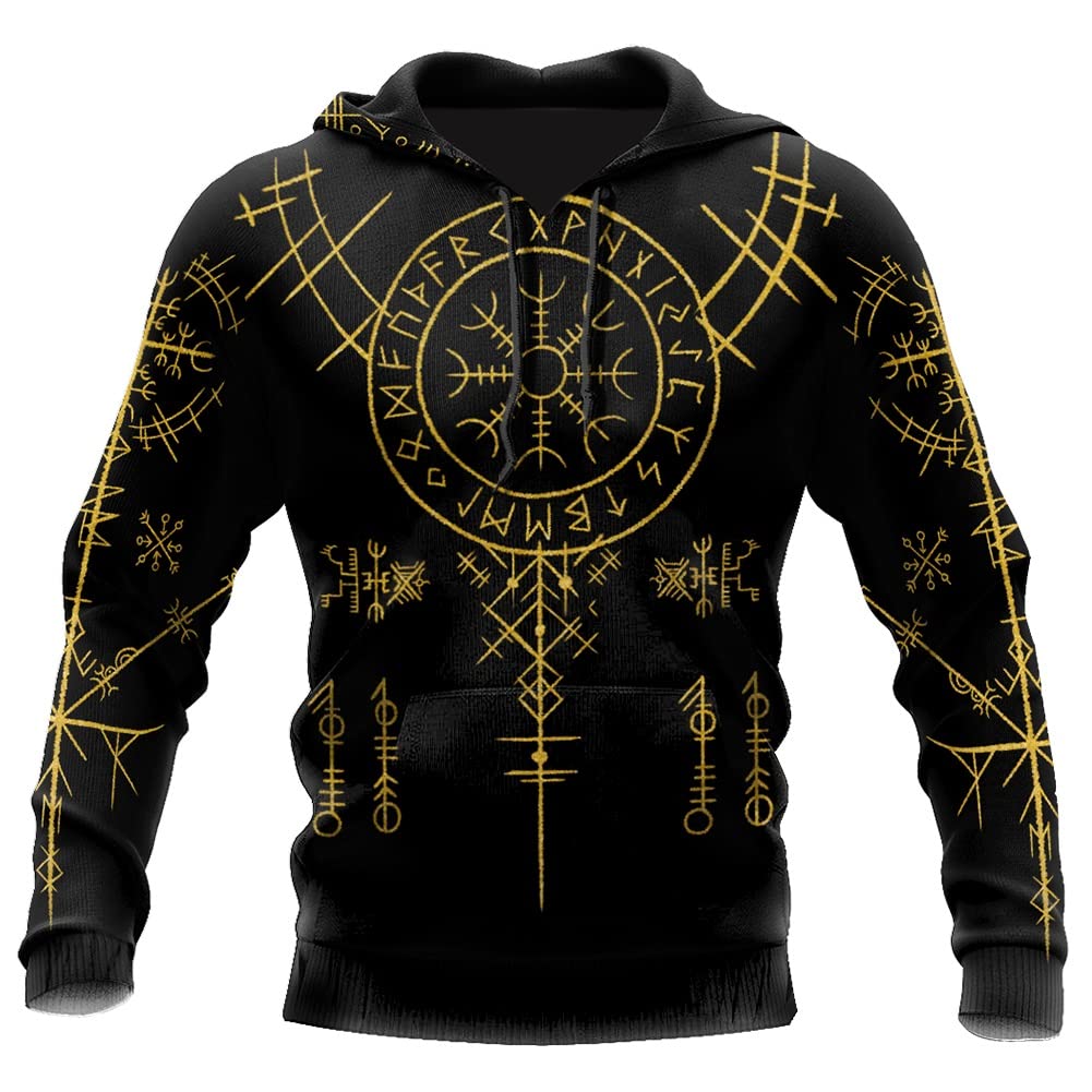 Męska bluza z kapturem Viking Helm of Awe, mitologia nordycka, nadruk cyfrowy 3D, rozpinana bluza z kapturem, rozmiar S-5XL