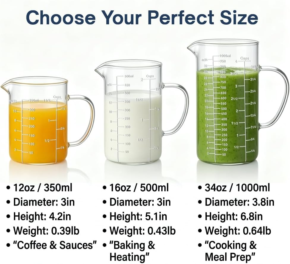 2-Cup Borosilicate Glass Measuring Cup with Spout