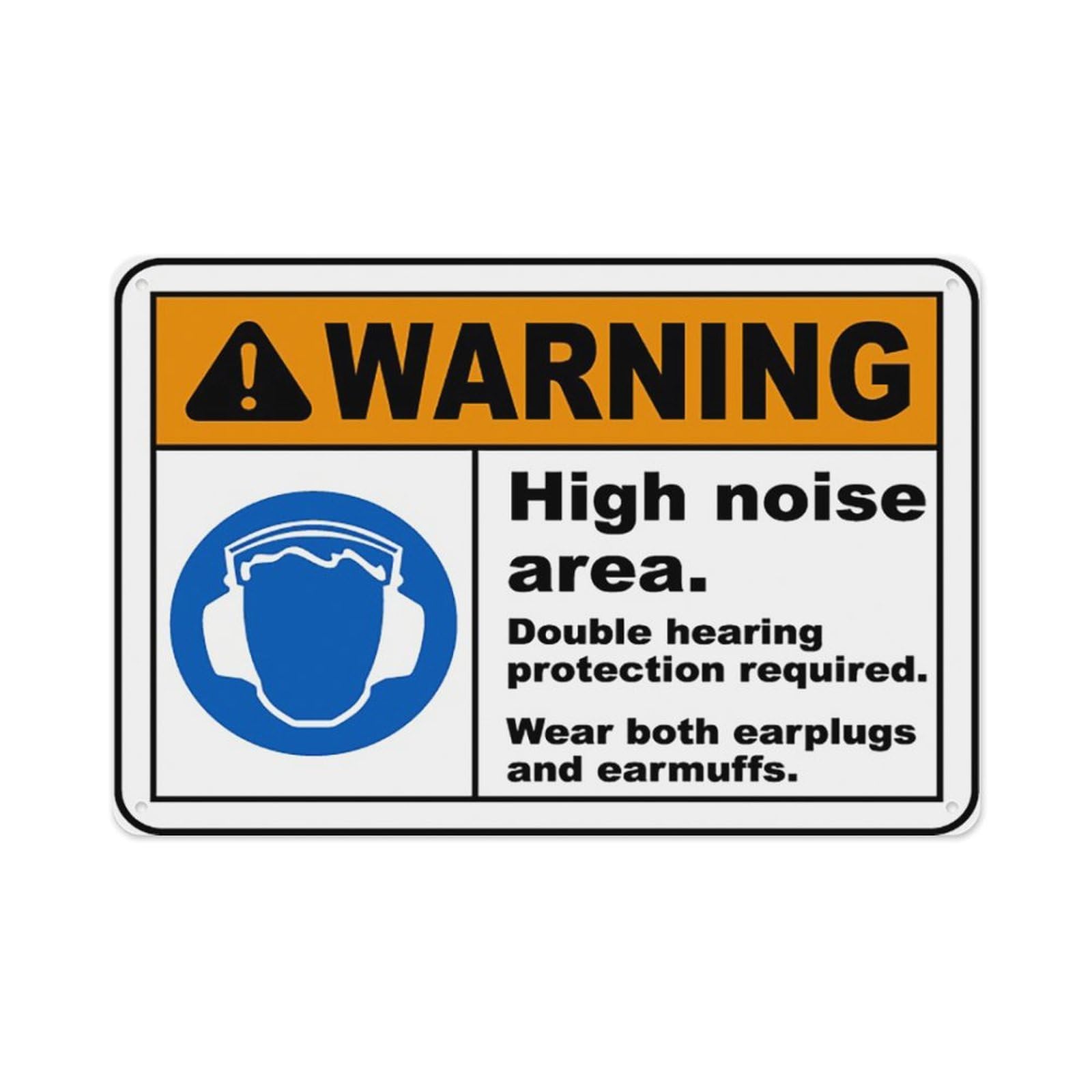 Peiyeety A07 Double Hearing Protection Sign Aluminum Tin Warning Signs For Home Outdoor Garden 8X12 Inches