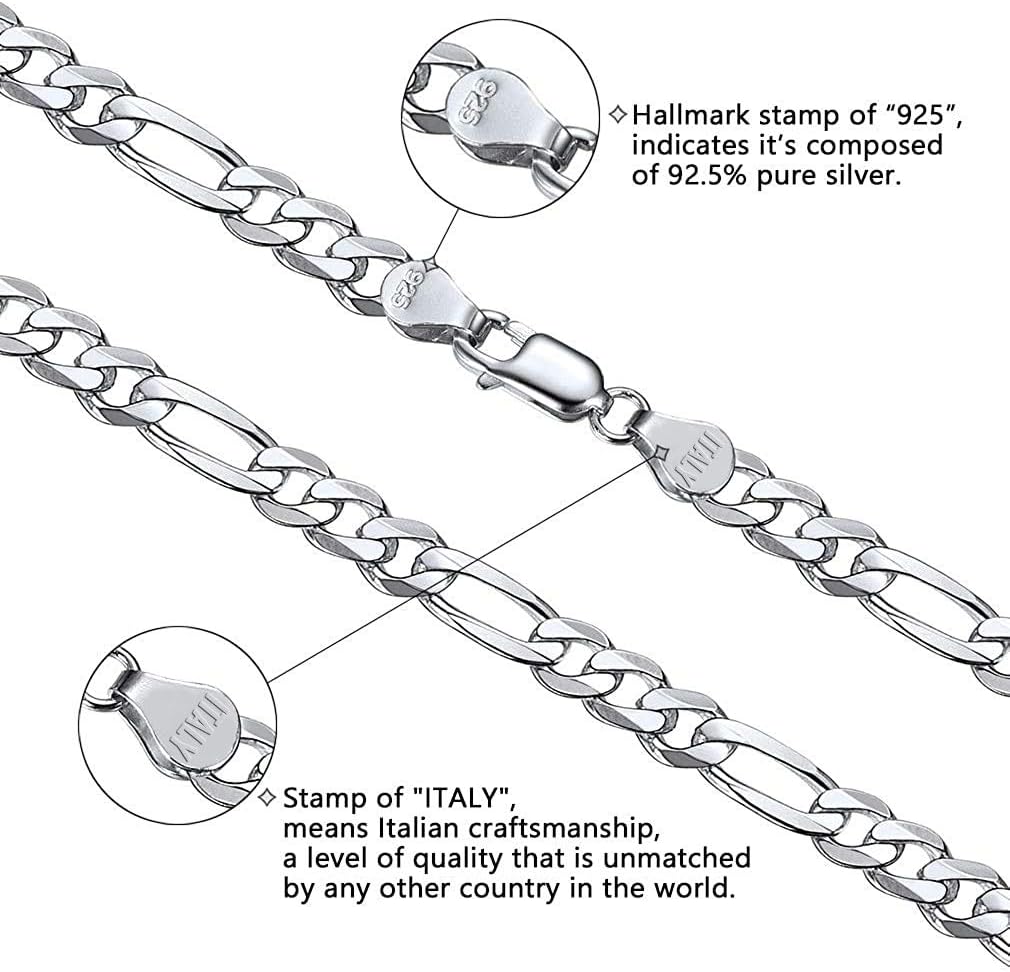 Savlano 925 Sterling Silver 10.5mm Italian Solid Figaro Link Chain Necklace with Gift Box for Men & Women - Made in Italy - Image 2