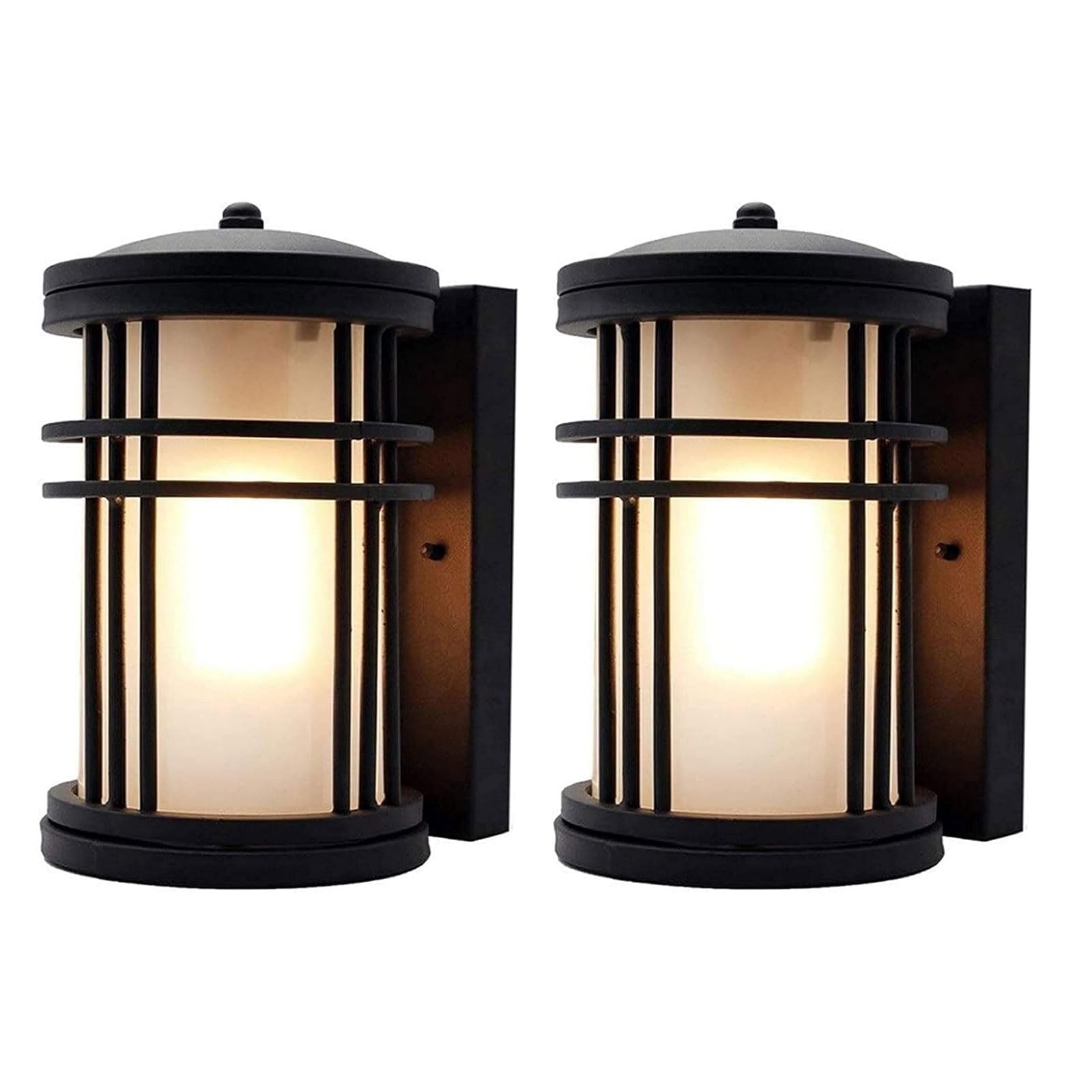 SXSCARKX European Outdoor Wall Sconce - Embedded Mount Cylinder Lamp with Black Frosted Glass and Aluminum, Waterproof for Balcony, Courtyard, Garden