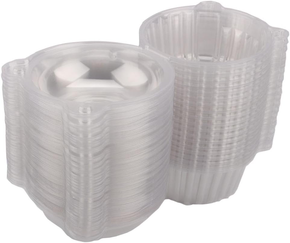 Individual Cupcake Holder, 100 Pack Clear Plastic Single Individual Cupcake Containers Stackable Cupcake Boxes Muffin Cases with Lids for Cake Sandwich Hamburgers Fruit Salad