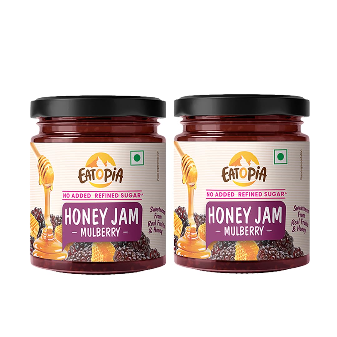 Eatopia Mulberry Honey Jam, 70% Berries & 29% Honey, Pack of 2 (480g)