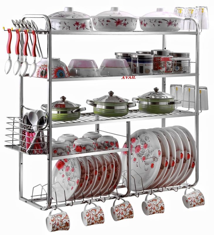 AVAIL Stainless Steel Over Sink Dish Drainer Rack | Space Saving Dish Drying Rack | Plate Cutlery Stand | Kitchen Utensil Rack | Kitchen Organizer (30X31 Inch), 70 x 25 x 10 Centimeters (B0CJVLFG7C) Amazon Price History, Amazon Price Tracker
