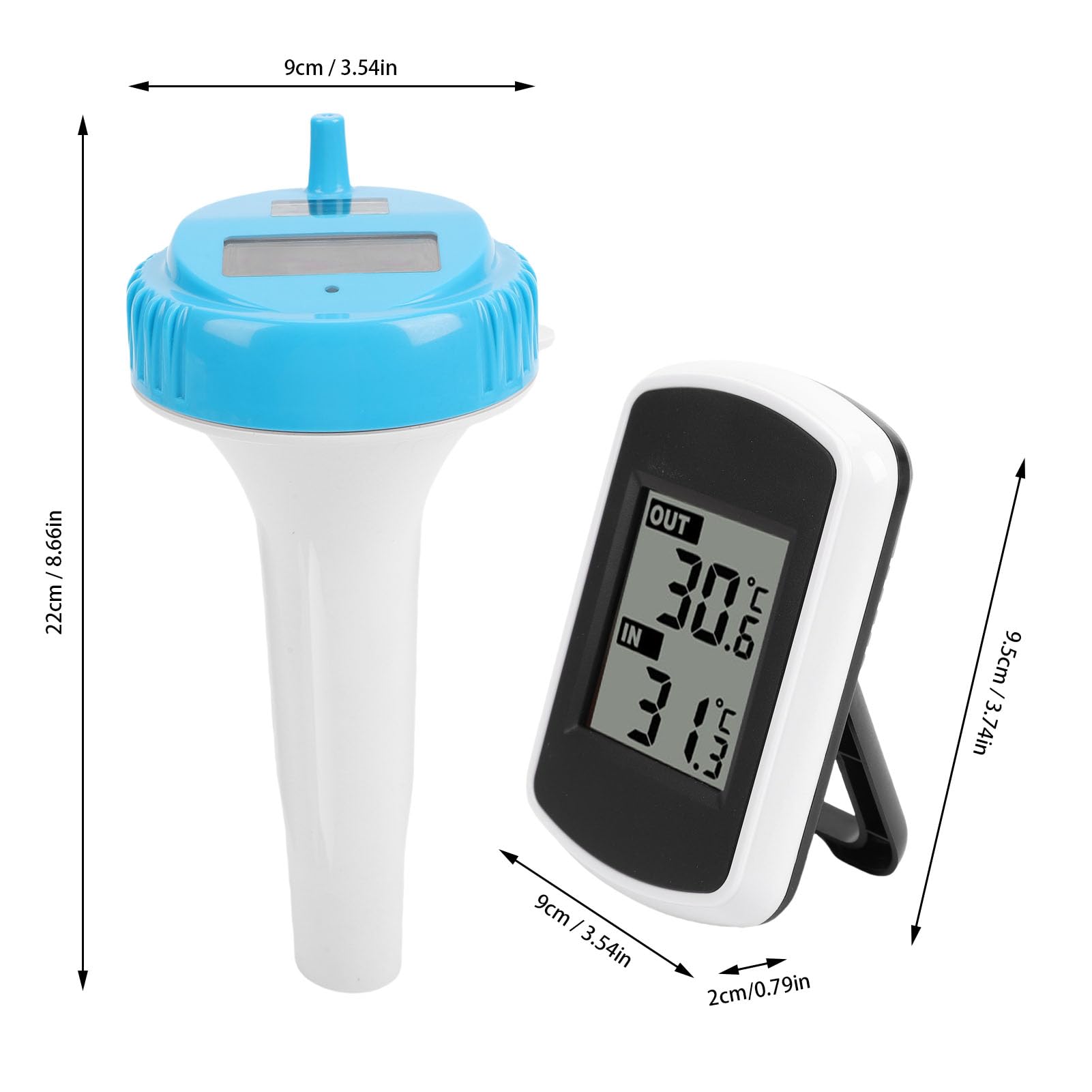 Fabater Solar-Pool-Thermometer, Solarbetriebenes Digitales Spa-Schwimmthermometer, IP68 Wasserdicht, Kabelloses Pool-Temperaturmessgerät mit LCD-Bildschirm für Schwimmen, Aquarium