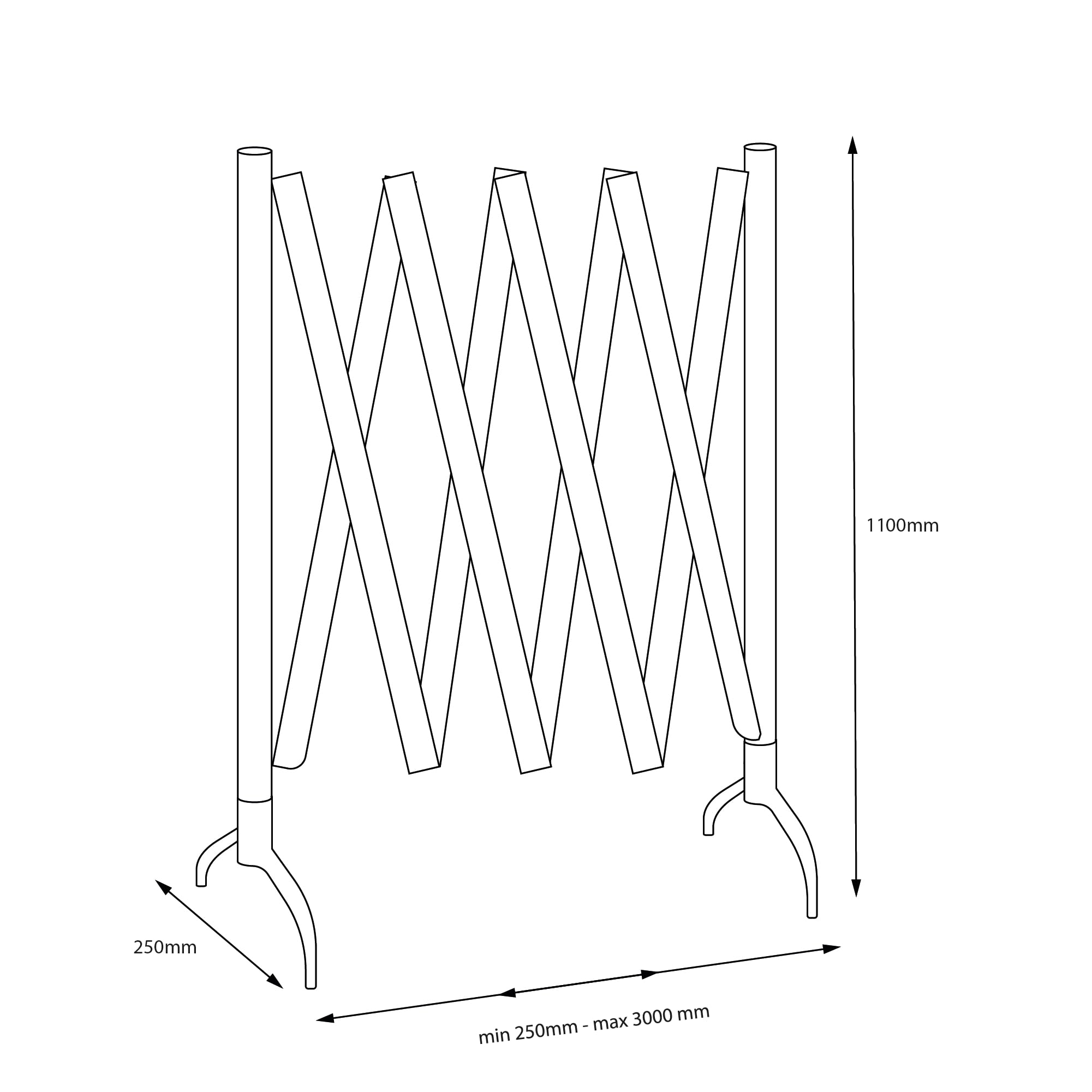 Packs 2 - Barricada Extensible hasta 3m Plegable – Vallas Extensibles de Obra – Barrera Metálica Portátil para Seguridad, Construcción y Control de Espacios (Rojo/Blanco)