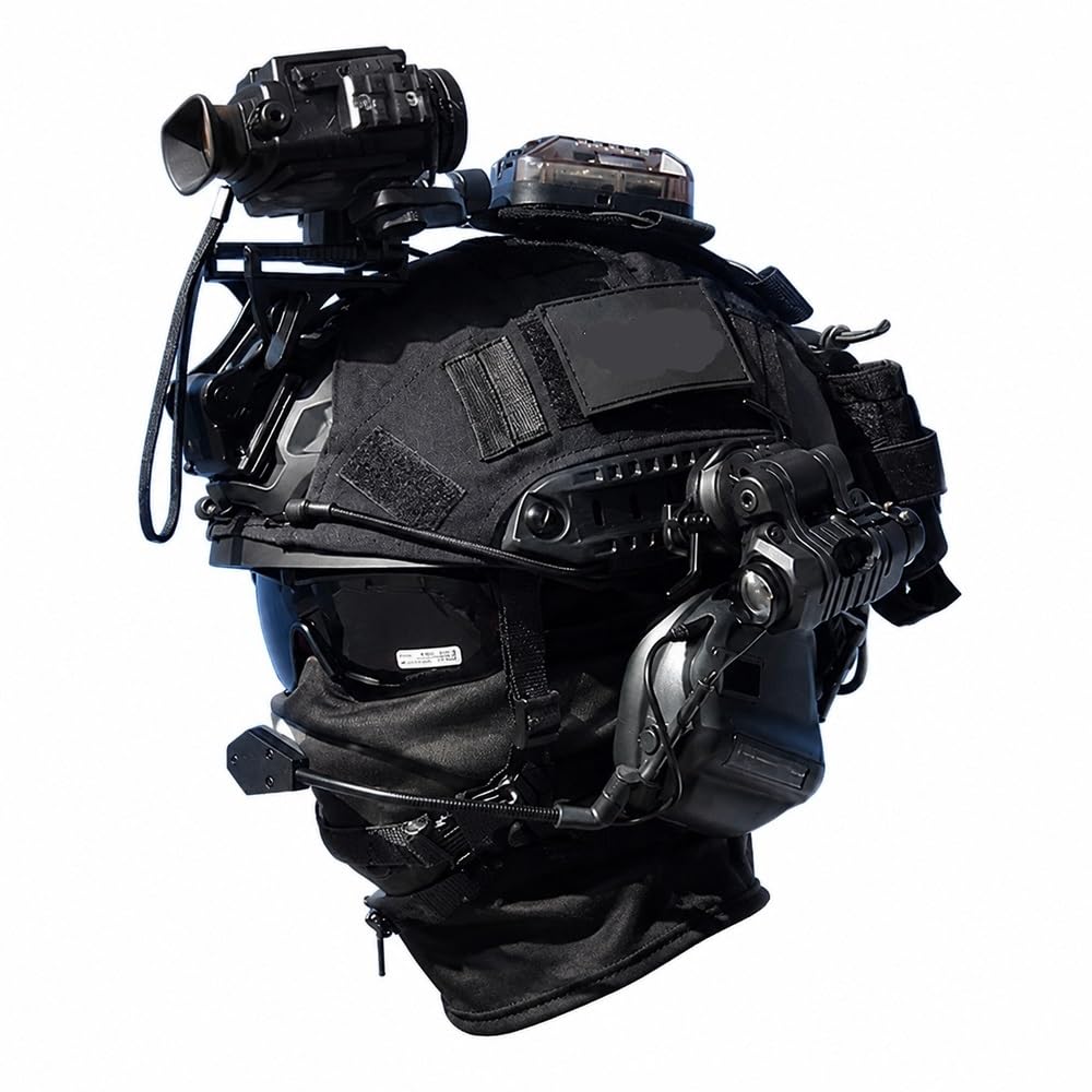 Fast FRP-Helm, komplettes Zubehör-Set, leichte Headset-Brillen-Requisite | Einteilige FRP-Schale, Verstellbar, Mit Taschenlampe, Headset, Tasche, Requisiten