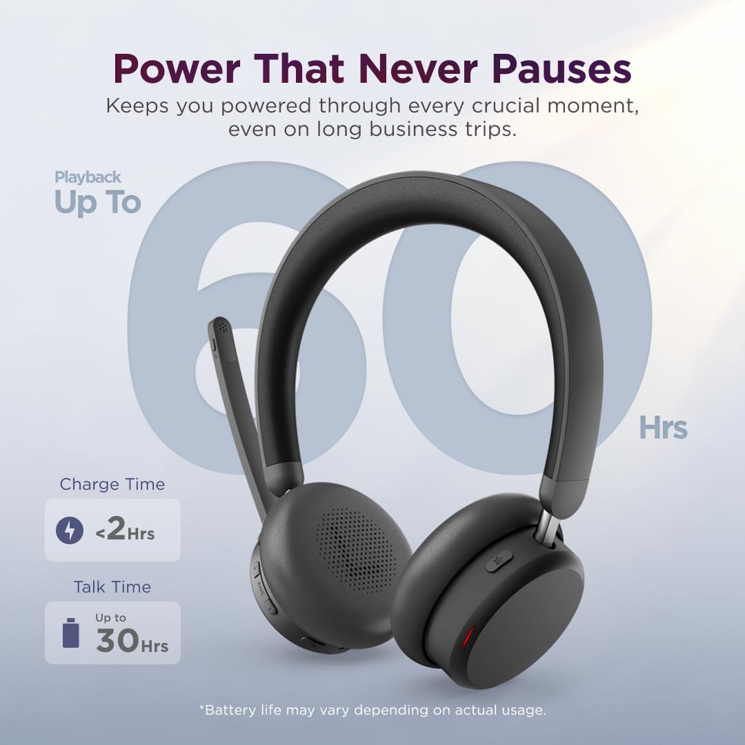 Lenovo 6550 - Headset - On-Ear - Bluetooth - kabellos - aktive Rauschunterdrückung - Schwarz - Zertifiziert für Microsoft Teams