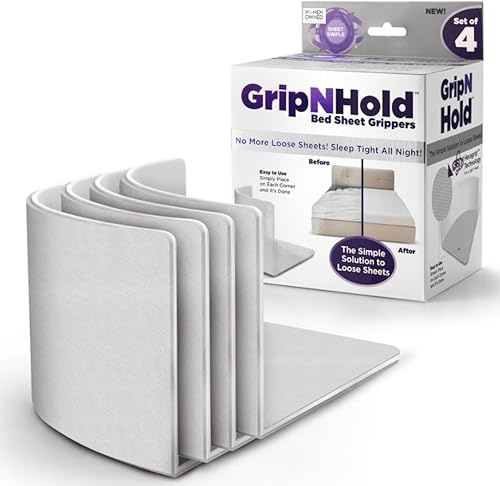 Grip N Hold - Soporte para sábanas  Soporte discreto de alta resistencia para sábanas, tensor de sábanas de 360 grados, agarre antideslizante para