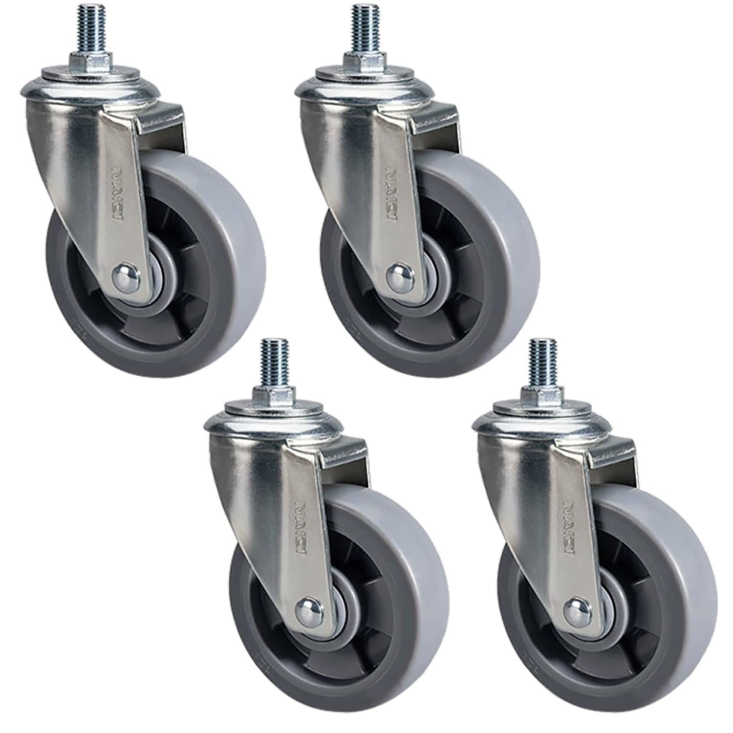 4 roulettes Industrielles Charge Lourde, 100mm roulettes Pivotantes à Tige Filetée M16*25mm, roulettes for Meubles Lourd, Capacité 480kg(Swivel,125mm)