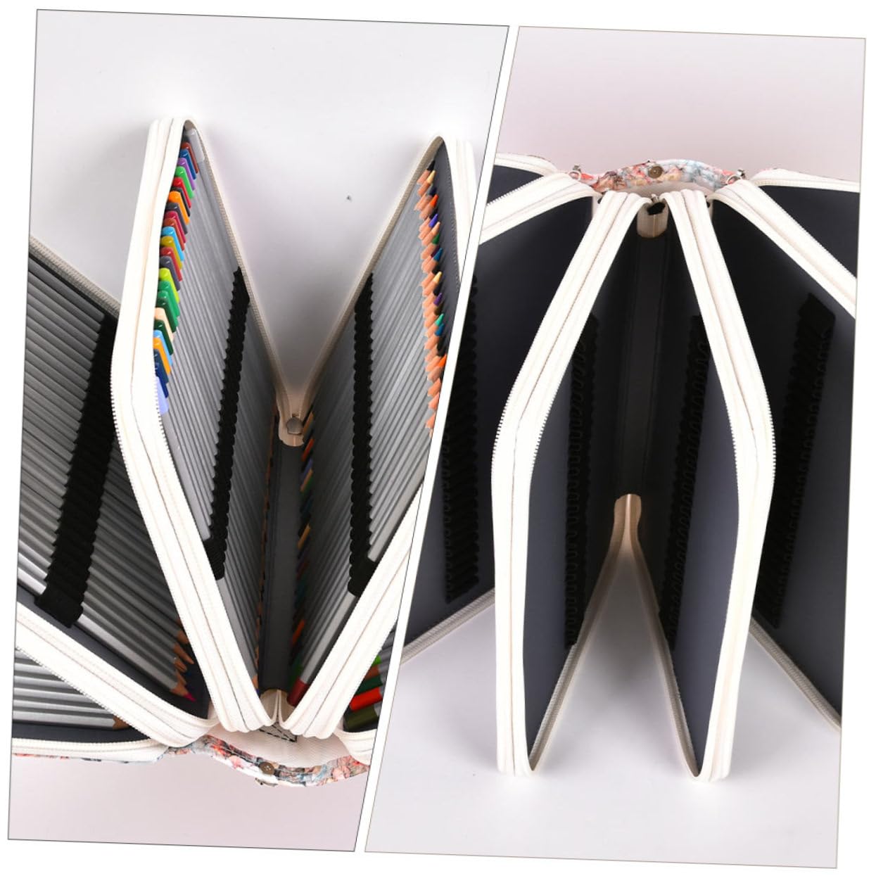 Astuccio Artistico 252 Scomparti Maniglia Beige per Scuola | Chiusura a Cerniera, Elastici Interni, Capienza Grande, per Lavoro All'aperto e Organizzazione Ordinata