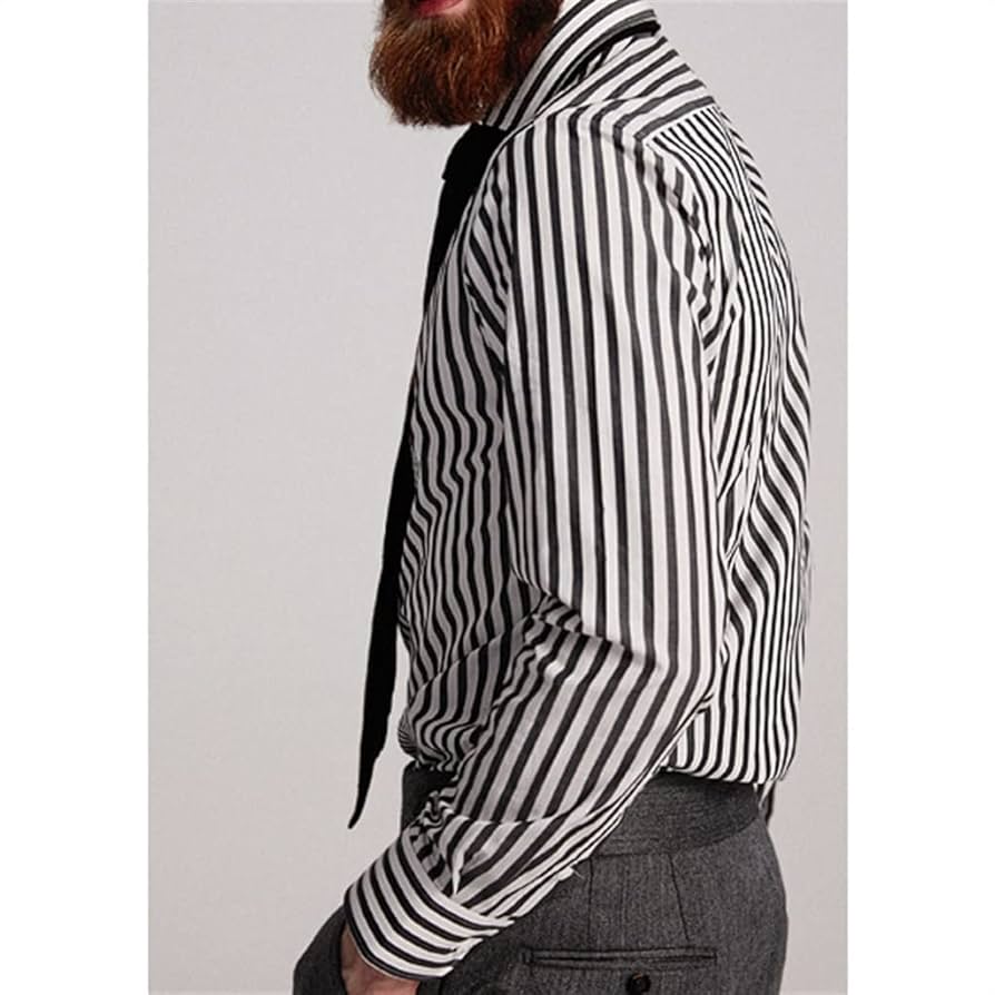 グレーとホワイトのストライプ長袖シャツ オーバーサイズ ストライプ柄長袖シャツ 通販【ニッセン】