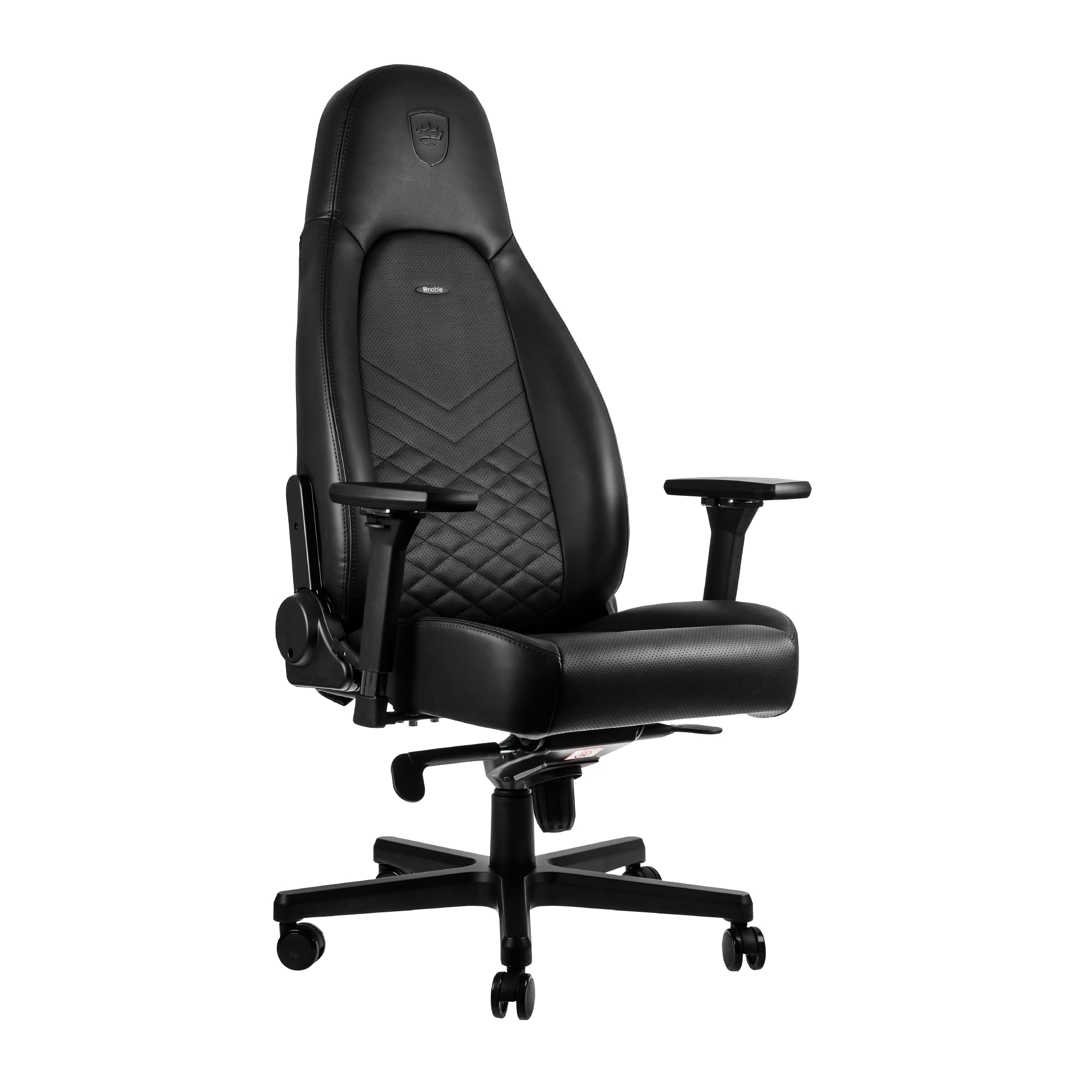 noblechairs ICON Silla de Gaming - Silla de Oficina - Silla de Escritorio - Reclinable a 135 ° - Cuero Sintético PU - 150 kg - Diseño de Asiento de Carreras - Negro Negro Cuero Sintético PU