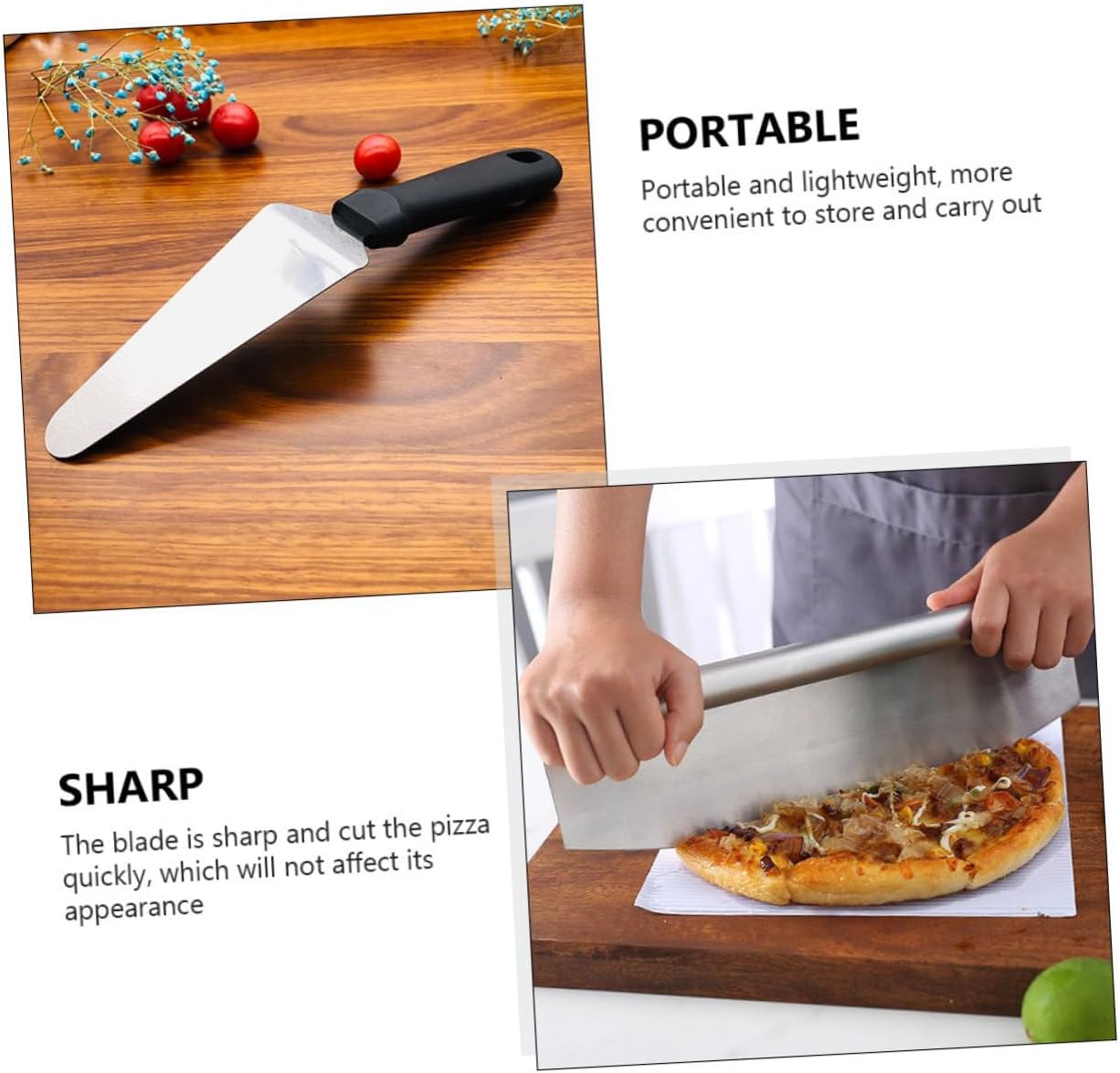 UPKOCH Pizza Cutter Wheel and Pizza Transfer Peel Set 2pcs Stainless Steel with Pp Cover Kitchen Gadget for Baking Supplies