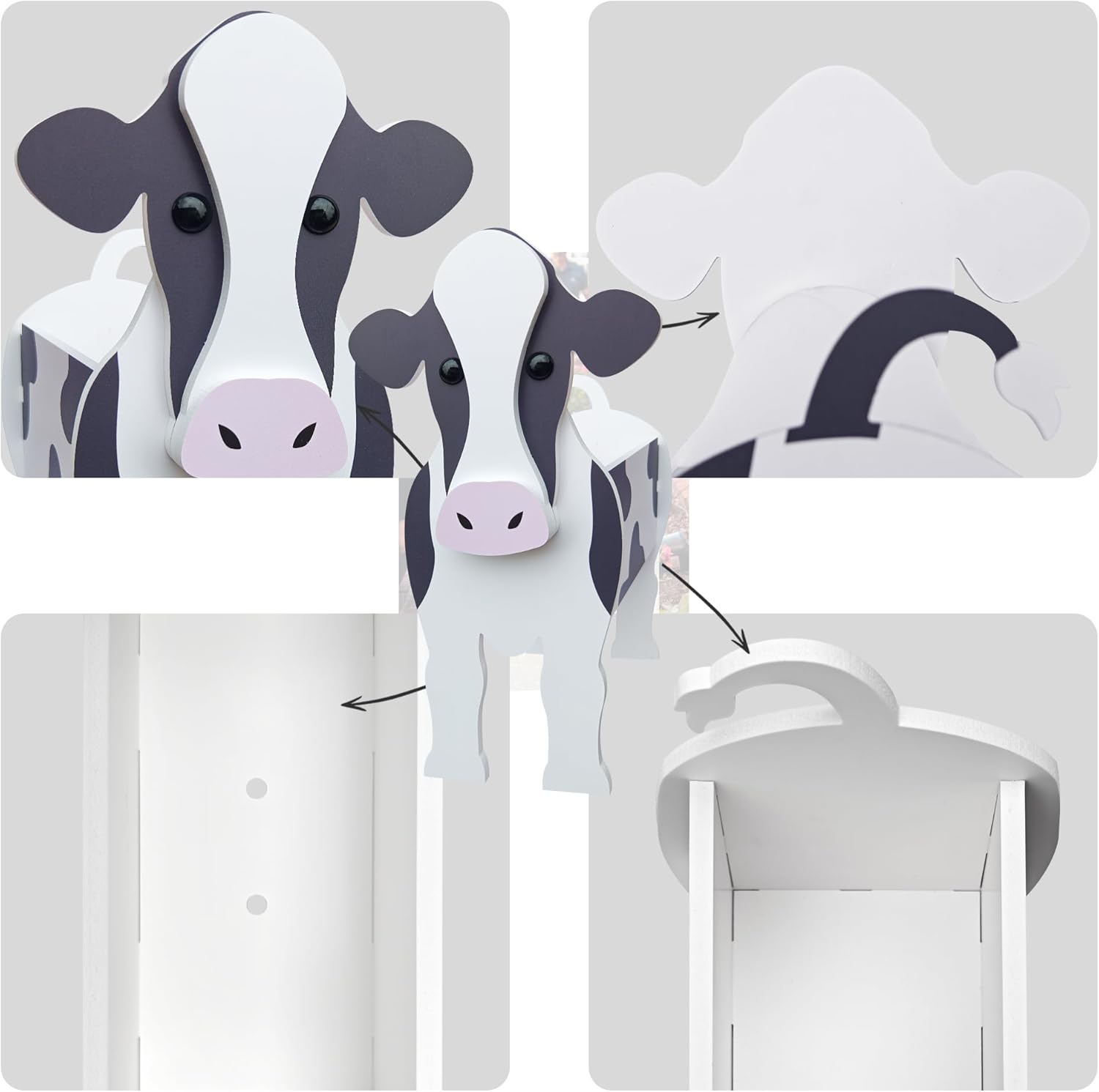 Dairy Cow Planter, Cute Animal Shape Flower Planters, Plant Pots for Indoor/Outdoor Garden Decor, Unique Gifts/Souvenirs for Pet Lovers