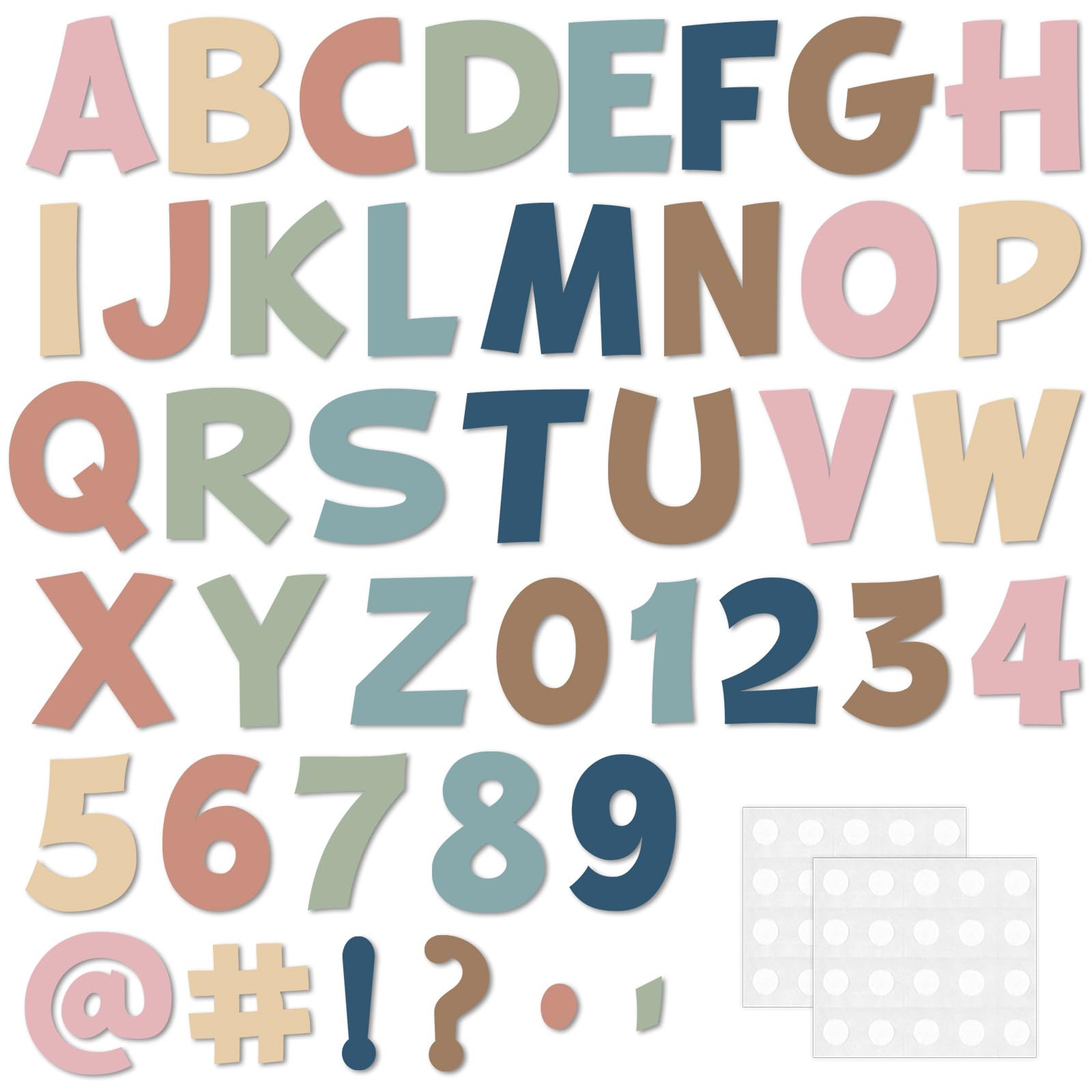 270 PCS 3Inch Bulletin Board Paper Letters and Numbers, Capital Letters, Numbers, Punctuation Card Stock Punch Out Letter for Classroom Poster Bulletin Board Window Door Home Decor Mailbox Sign, Multi