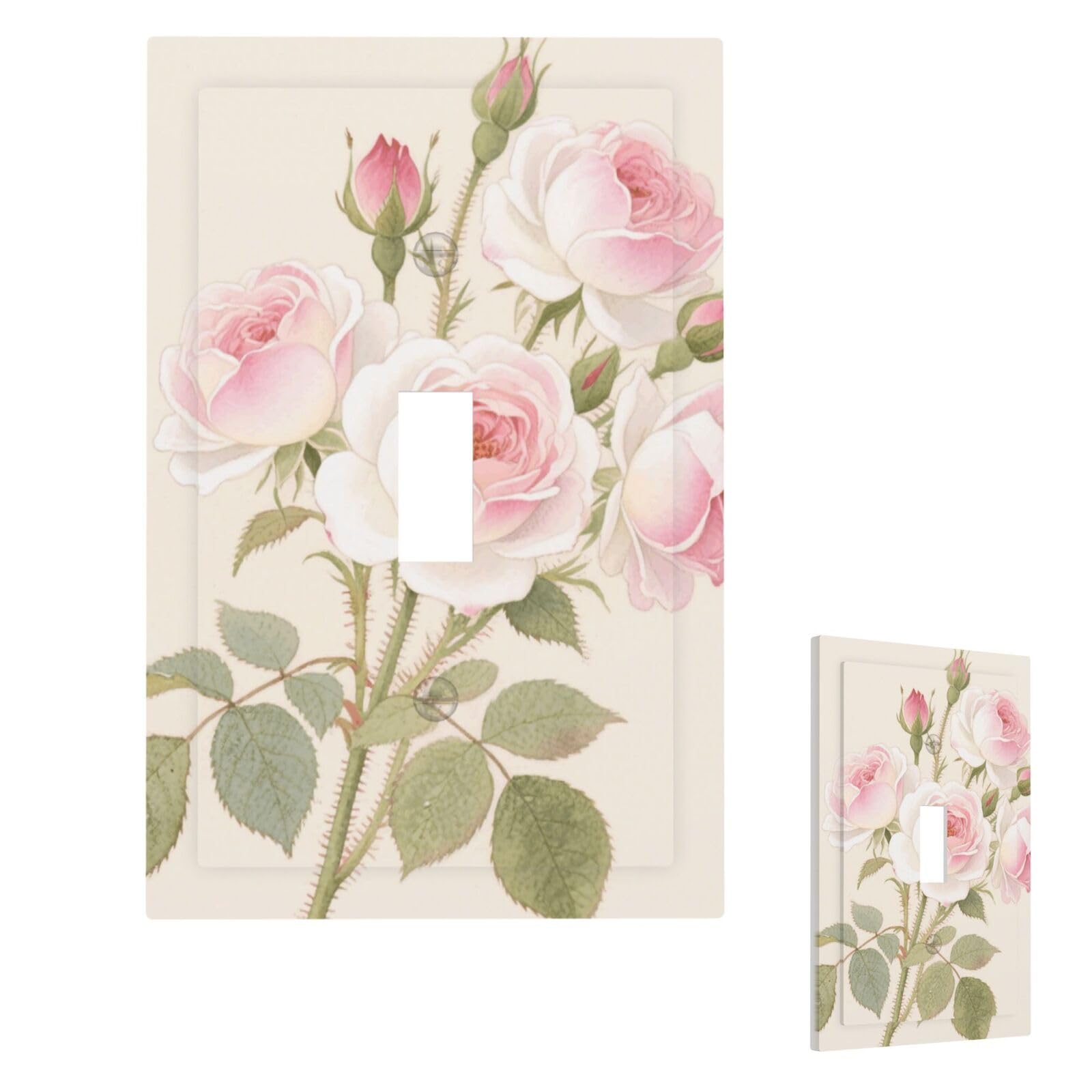Flower Wall Plate Cover Modern Decorative 1 Gang Light Switch Cover Unbreakable Receptacle Outlet Covers For Living Room Bedroom Home Decor Single Toggle
