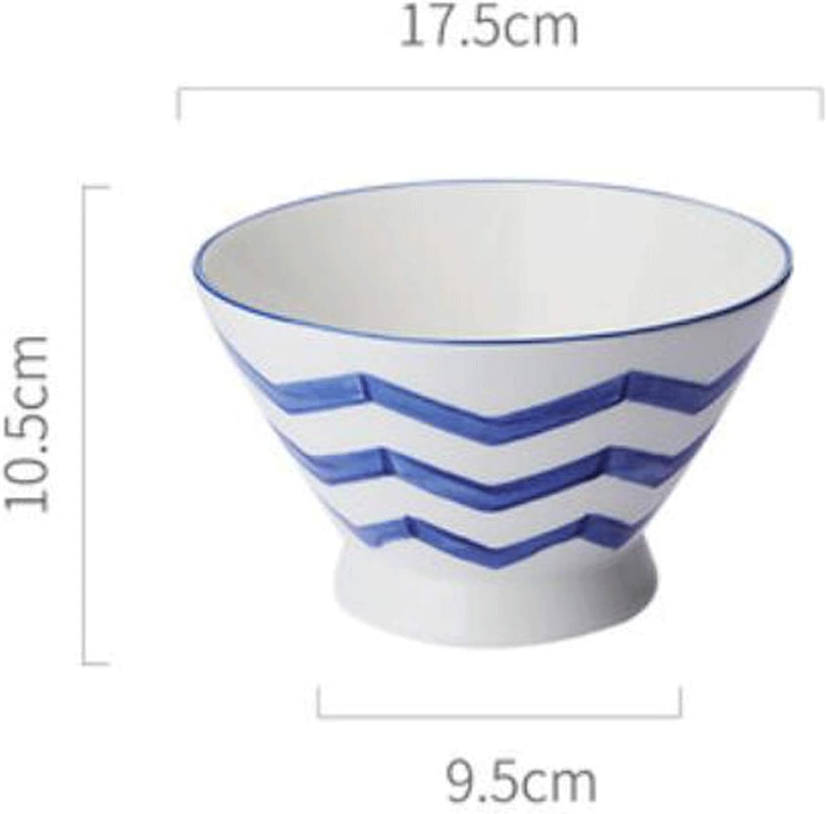 GeRRiT Bowl Household Rice Bowl, Ceramic Soup Bowl, High-legged Bowl, Restaurant Tableware, Noodle Bowl, Anti-scald Thickened Rice Bowl, 17.5 * 10.5cm High Temperature Resistant Grain Bowl