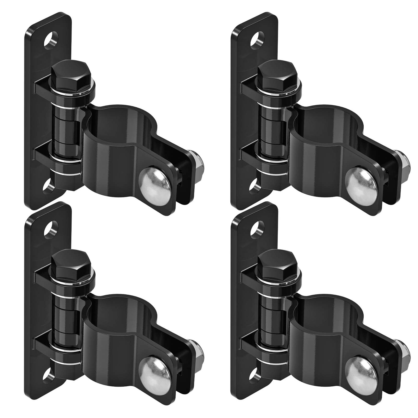 Insaga Gate Hinges Heavy Duty Carbon Steel Chain Link Fence Parts Electroplated Finish, Removable Bolts for Wall Mount, Fits 1-5/8'' Outer Diameter Pipes/Posts for Farm, Fence Gate (4Pack, Black)