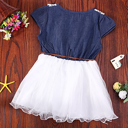 Vestido feminino para bebês da Amazingdeal; vestido de tule com manga curta e jeans de princesa; 2 a