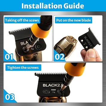 Replacement Blades Compatible with Babyliss Trimmers FX707z, FX787, FX726, 1 Pack, Classic Black