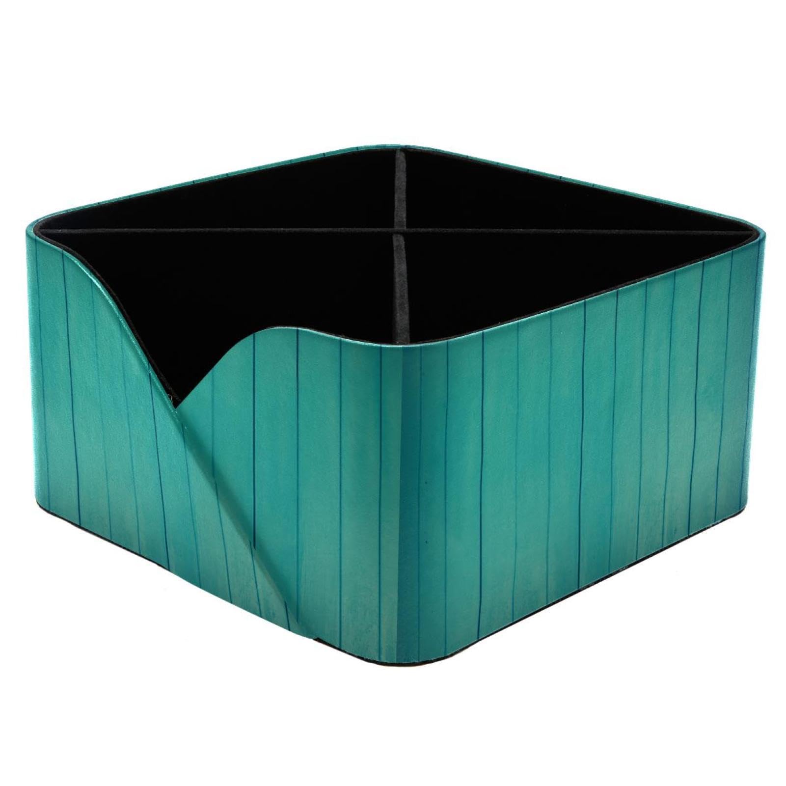 Organiseur de bureau en bois noble coloris vert avec finitions porte-crayons