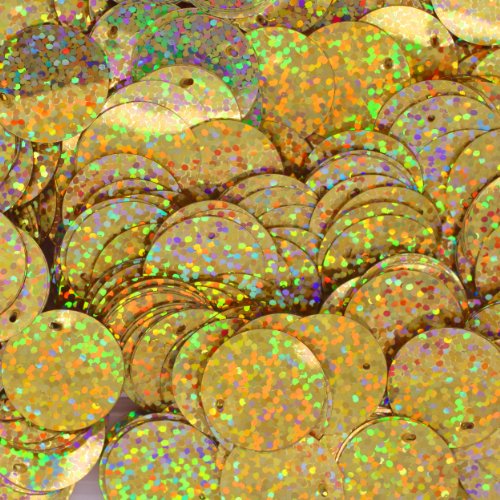 20mm Flat Round Sequin Paillettes ~ Gold Multi Hologram Metallic ~ Loose Sequins for Embroidery, bri
