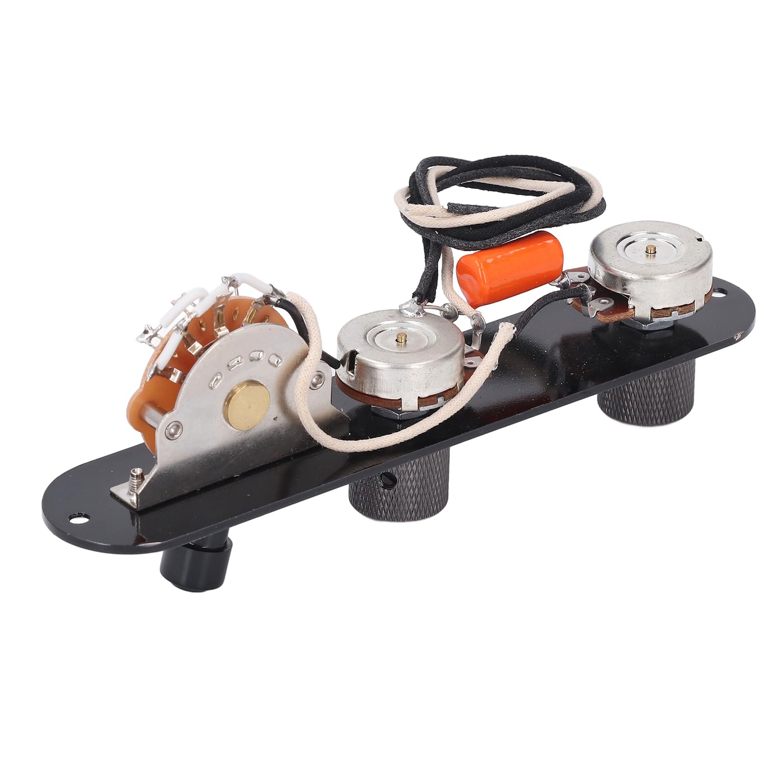Placa de Control de Guitarra Cargada Controles de Tono de Volumen Moleteados Precableados Interruptor de Cuchilla de 3 Vías para Guitarra Eléctrica Telecaster con Pastilla Humbucker Aleación